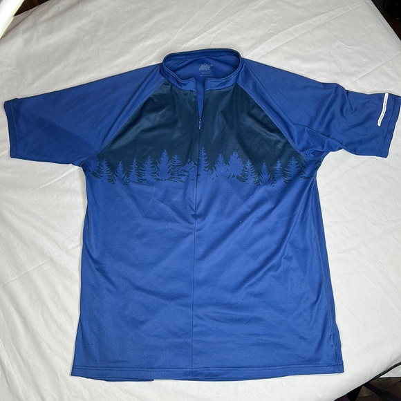 Eastern Mountain Sports Other - Eastern Mountain Sports 1/2 zip run base shirt forest graphic Navy Blue Medium